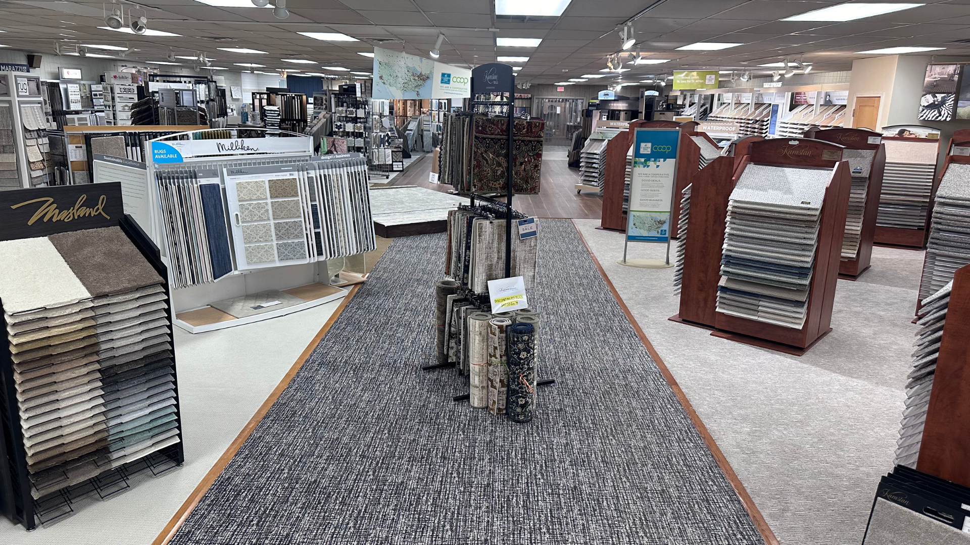 flooring store showroom carpet displays